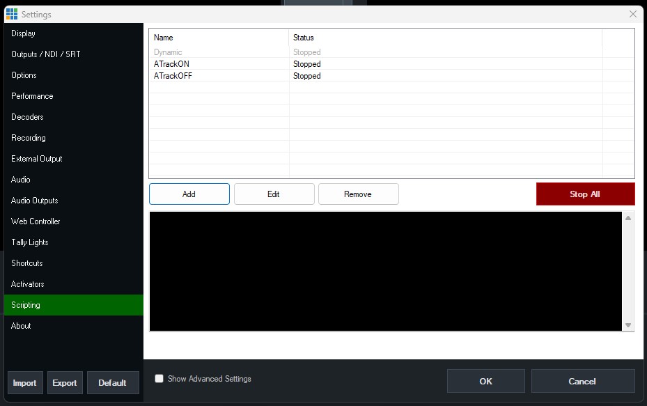 Auto Tracking On and Off in vMix