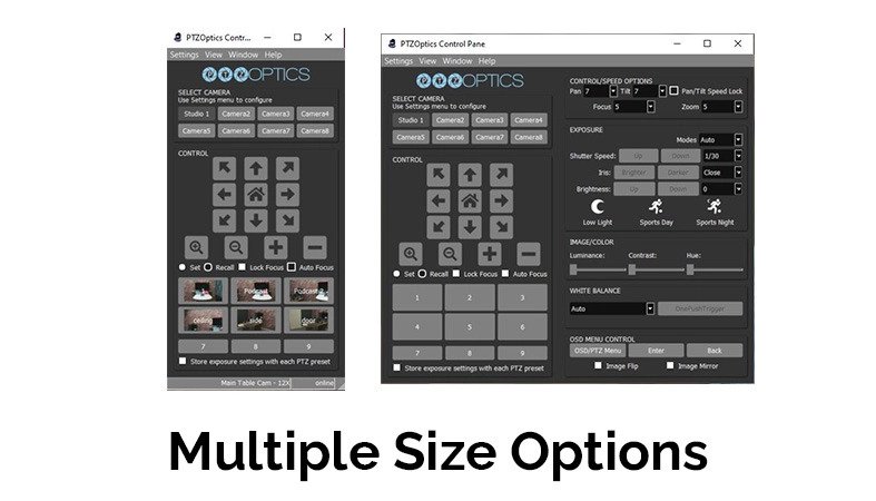 Multiple PTZ Control options